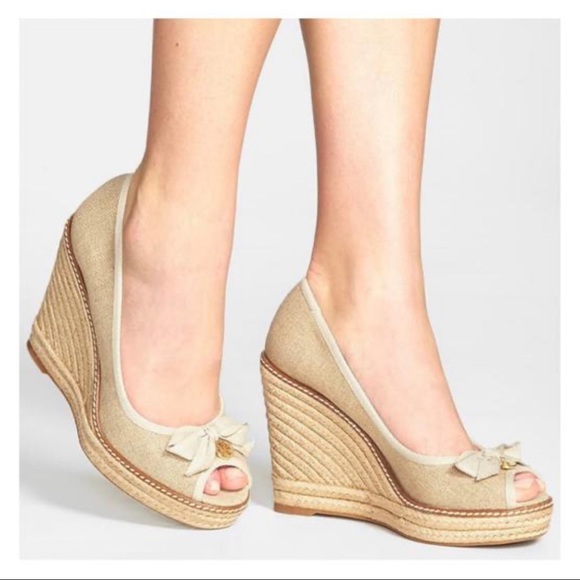 Tory Burch Jackie Peep-Toe Natural Espadrille Wedge - Picture 2 of 12